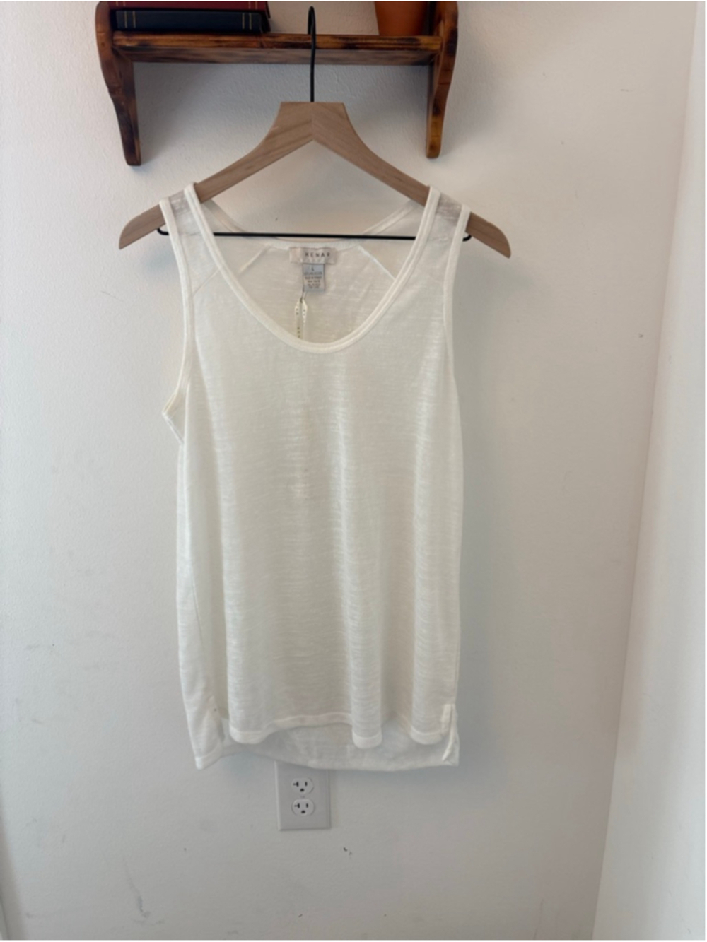 Kenar Sleeveless Blouse Size L | Semi Sheer High Low Hem Flowy Minimalist